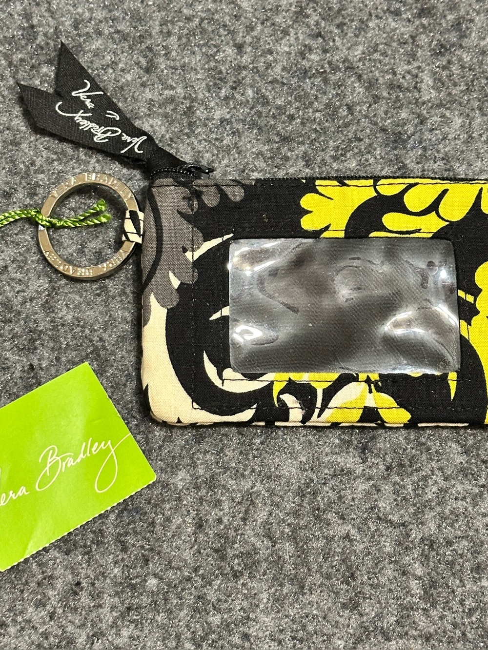 Vera Bradley Zip ID Case featuring the bold yellow and black Baroque floral